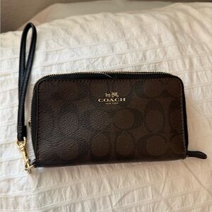 Coach Signature Brown Wristlet